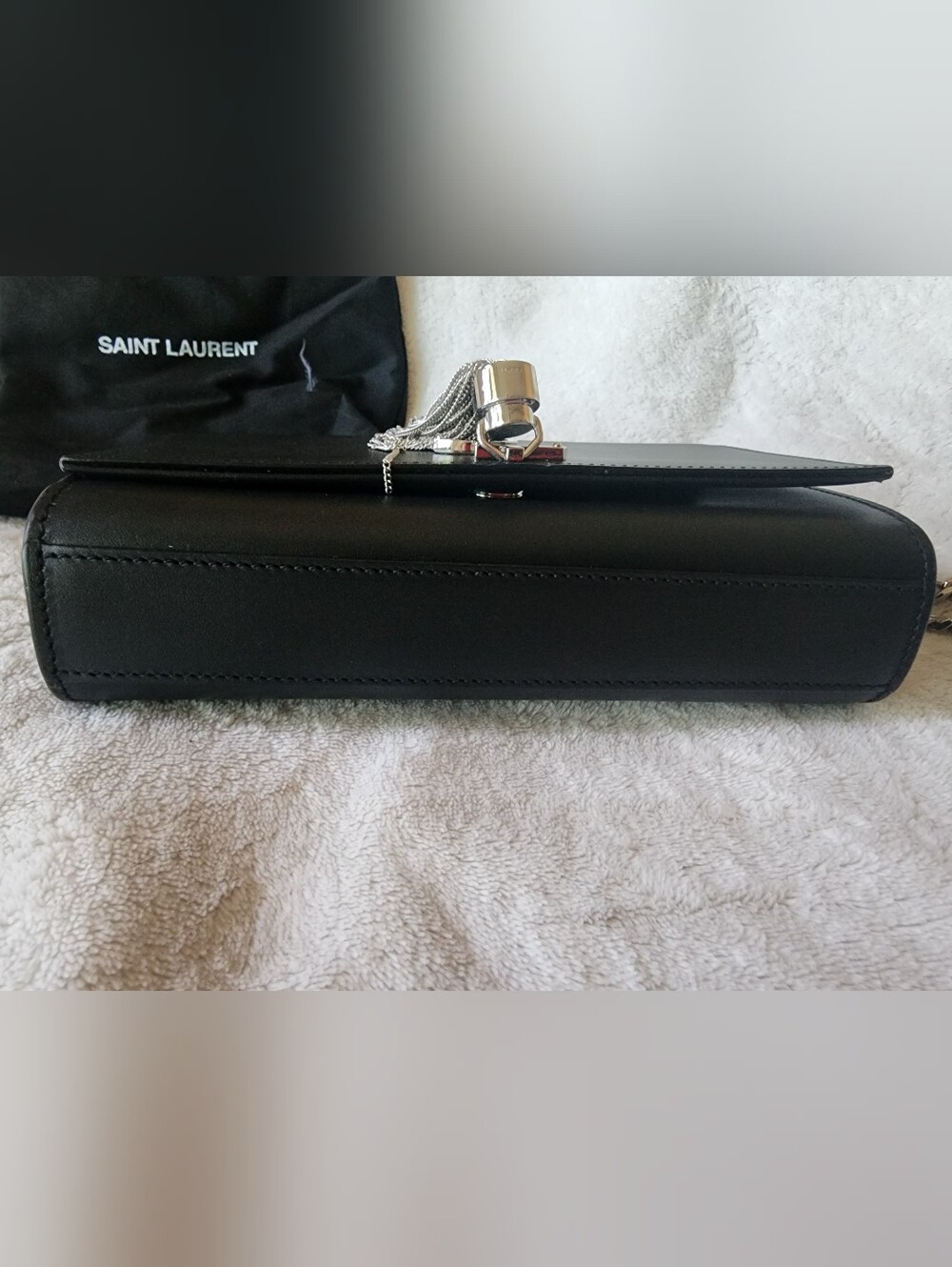 Saint Laurent (YSL)Kate tassel bag, smooth black leather w/ silver-tone hardware - Picture 4 of 7